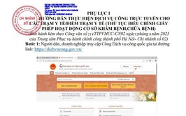 Hướng dẫn các thủ tục hành chính trực tuyến trong lĩnh vực Y tế