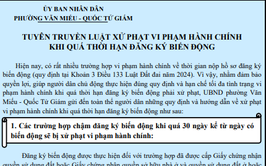 TUYÊN TRUYỀN LUẬT XỬ PHẠT VI PHẠM HÀNH CHÍNH 
KHI QUÁ THỜI HẠN ĐĂNG KÝ BIẾN ĐỘNG