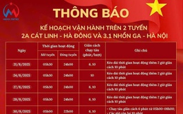 ĐIỀU CHỈNH LỊCH CHẠY TÀU TRÊN TUYẾN 2A CÁT LINH – HÀ ĐÔNG VÀ TUYẾN SỐ 3 NHỔN – GA HÀ NỘI