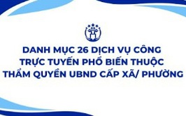 DANH MỤC 26 DỊCH VỤ CÔNG TRỰC TUYẾN PHỔ BIẾN THUỘC THẨM QUYỀN UBND CẤP XÃ/PHƯỜNG