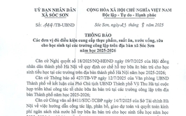 THÔNG BÁO CÁC ĐƠN VỊ ĐỦ ĐIỀU KIỆN CUNG CẤP THỰC PHẨM, SUẤT ĂN BÁN TRÚ, SỮA, NƯỚC UỐNG CHO HỌC SINH CÁC TRƯỜNG CÔNG LẬP TRÊN ĐỊA BÀN XÃ SÓC SƠN