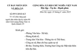 UBND xã Hoà Xá triển khai các văn bản, thông báo về việc tặng quà của Nhà nước cho nhân dân nhân dịp Cách mạng tháng Tám thành công và Quốc Khánh 2/9