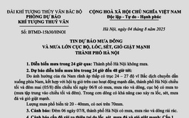 CẢNH BÁO MƯA DÔNG, LỐC, SÉT, MƯA ĐÁ VÀ GIÓ GIẬT MẠNH TẠI HÀ NỘI