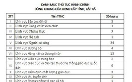 DANH MỤC THỦ TỤC HÀNH CHÍNH DÙNG CHUNG CỦA UBND CẤP TỈNH, CẤP XÃ