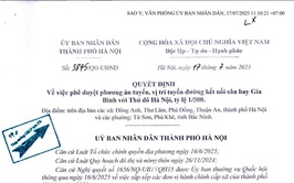 Quyết định phê duyệt phuong án tuyến, vị trí tuyến đường kết nối sân bay Gia Bình với thủ đô Hà Nội, tỷ lệ 1/500