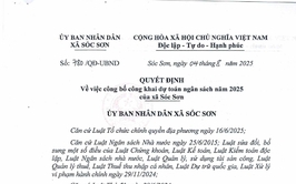QUYẾT ĐỊNH CÔNG BỐ CÔNG KHAI DỰ TOÁN NGÂN SÁCH XÃ SÓC SƠN NĂM 2025