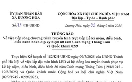 Về việc tiếp sóng chương trình truyền hình trực tiếp Lễ kỷ niệm, diễu binh, diễu hành nhân kỷ niệm 80 năm Cách mạng Tháng Tám và Quốc khánh 02/9