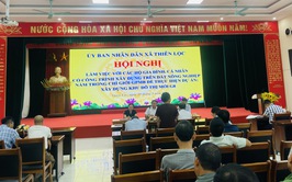 UBND xã Thiên Lộc tổ chức hội nghị làm việc với các hộ gia đình, cá nhân có công trình xây dựng trên đất nông nghiệp trong chỉ giới GPMB để thực hiện dự án: Xây dựng khu đô thị mới G8