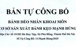 Công bố sản phẩm Bánh dẻo nhân Khoai môn của cơ sở sản xuất bánh kẹo Mạnh Hùng