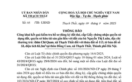 Thông báo 85/TB-UBND: Công khai kết quả kiểm tra hồ sơ đăng ký đất đai, cấp Giấy chứng nhận quyền sử dụng đất, quyền sở hữu tài sản gắn liền với đất của bà Nguyễn Thị Luân