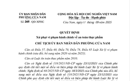 QUYẾT ĐỊNH: Xử phạt vi phạm hành chính về an toàn thực HỘ KINH DOANH TƯỜNG VIÊN