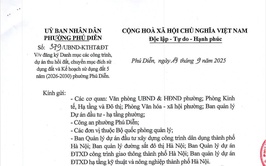 Công văn về việc đăng kí danh mục các công trình, dự án thu hồi đất, chuyển mục đích sử dụng đất và Kế hoạch sử dụng đất 5 năm trên địa bàn phường Phú Diễn