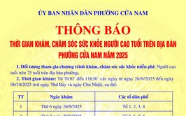 THÔNG BÁO: Thời gian khám, chăm sóc sức khỏe người cao tuổi trên địa bàn phường Cửa Nam năm 2025