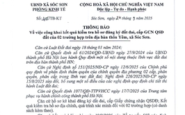 CÔNG KHAI KẾT QUẢ KIỂM TRA HỒ SƠ ĐĂNG KÝ ĐẤT ĐAI, CẤP GCN QSD ĐẤT CỦA 02 TRƯỜNG HỢP THÔN YÊM, XÃ SÓC SƠN.