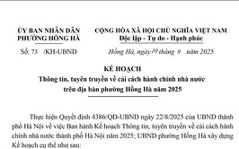 Kế hoạch thông tin, tuyên truyền  về cải cách hành chính nhà nước trên địa bàn phường Hồng Hà 2025