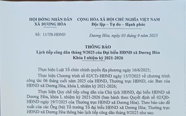 THÔNG BÁO Lịch tiếp công dân tháng 9/2025 của Đại biểu HĐND xã Dương Hòa Khóa I nhiệm kỳ 2021-2026