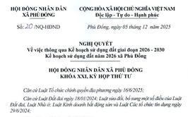 Nghị quyết số 20/NQ-HĐND ngày 05/12/2025 Thông qua Kế hoạch sử dụng đất giai đoạn 2026 - 2030 Kế hoạch sử dụng đất năm 2026 xã Phù Đổng
