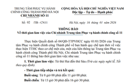  Về việc chuyển Bộ phận Hành chính công tiếp nhận và trả kết quả thủ tục hành chính của UBND xã Chuyên Mỹ về Chi nhánh số 11 trực thuộc Thành phố Hà Nội.