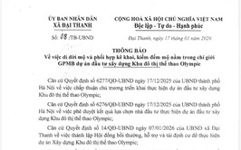 THÔNG BÁO CỦA UBND XÃ ĐẠI THANH