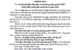 Thông báo chuyển địa điểm tiếp nhận và trả kết quả giải quyết TTHC thuộc thẩm quyền lĩnh vực thuế