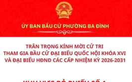 Phường Ba Đình thông báo các khu vực bỏ phiếu phục vụ bầu cử đại biểu Quốc hội khóa XVI và đại biểu HĐND các cấp