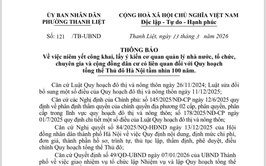 Thông báo niêm yết công khai, lấy ý kiến cơ quan quản lý nhà nước, tổ chức, chuyên gia và cộng đồng dân cư có liên quan đối với Quy hoạch tổng thể Thủ đô Hà Nội tầm nhìn 100 năm.