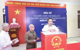 Khu vực bỏ phiếu số 3 - Điểm cầu trực tiếp của Báo và Phát thanh truyền hình Hà Nội.