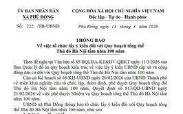 Thông báo về việc tổ chức lấy ý kiến đối với Quy hoạch tổng thể Thủ đô Hà Nội tầm nhìn 100 năm