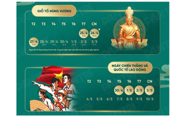 Lịch nghỉ lễ Giỗ Tổ Hùng Vương, 30/4-1/5, Quốc khánh 2/9 năm 2026