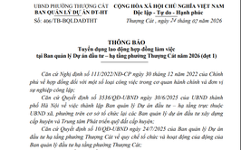 Thông báo Tuyển dụng lao động hợp đồng làm việc tại Ban quản lý Dự án đầu tư - hạ tầng phường Thượng Cát năm 2026 (đợt 1)