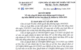 SÓC SƠN CÔNG BỐ DANH SÁCH NGƯỜI TRÚNG CỬ HĐND XÃ NHIỆM KỲ 2026 - 2031
