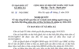 ỦY BAN BẦU CỬ XÃ HÒA XÁ BAN HÀNH NGHỊ QUYẾT CÔNG BỐ KẾT QUẢ BẦU CỬ VÀ DANH SÁCH 28 NGƯỜI TRÚNG CỬ ĐẠI BIỂU HỘI ĐỒNG NHÂN DÂN XÃ KHÓA II, NHIỆM KỲ 2026 – 2031