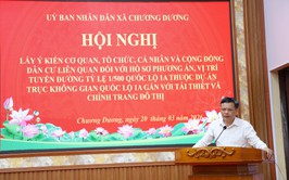 Chương Dương lấy ý kiến Nhân dân phương án tuyến tỷ lệ 1/500 Dự án trục không gian Quốc lộ 1A gắn với chỉnh trang và tái thiết đô thị.