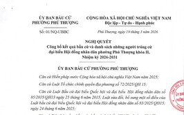 Phường Phú Thượng công bố kết quả bầu cử và danh sách những người trúng cử đại biểu HĐND phường khóa II, nhiệm kỳ 2026 – 2031