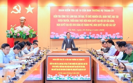 Đoàn kiểm tra số 10 của Ban Thường vụ Thành ủy làm việc với lãnh đạo phường Sơn Tây và Tùng Thiện