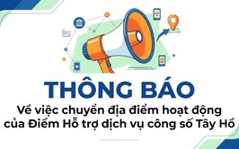 THÔNG BÁO: Về việc chuyển địa điểm hoạt động của Điểm Hỗ trợ dịch vụ công số Tây Hồ