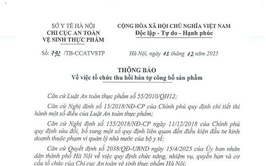 Thông báo v/v tổ chức thu hồi bản tự công bố sản phẩm (Công ty CP TM và XNK Phương Minh)