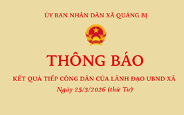 Thông báo: Kết quả tiếp công dân của Lãnh đạo UBND xã ngày 25/3/2026