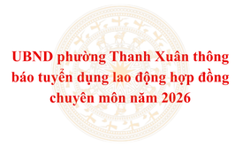 UBND phường Thanh Xuân thông báo tuyển dụng 07 chỉ tiêu lao động hợp đồng chuyên môn năm 2026