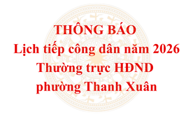 Thông báo về lịch tiếp công dân năm 2026 của Thường trực HĐND phường Thanh Xuân