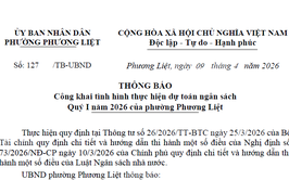 Công khai tình hình thực hiện ngân sách quý I năm 2026 của phường Phương Liệt