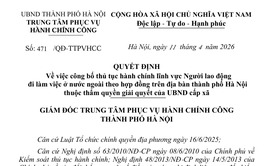 QUYẾT ĐỊNH 
Về việc công bố thủ tục hành chính lĩnh vực Người lao động 
đi làm việc ở nước ngoài theo hợp đồng trên địa bàn thành phố Hà Nội 
thuộc thẩm quyền giải quyết của UBND cấp xã