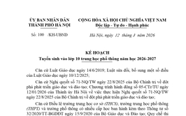 Kế hoạch tuyển sinh vào THPT năm học 2026-2027