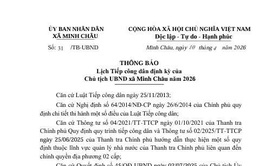 Ủy ban Nhân dân xã Minh Châu thông báo Lịch tích công dân định kỳ của Chủ tịch UBND xã Minh Châu năm 2026
