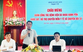 TRẠM Y TẾ SÓC SƠN ĐÓN TIẾP ĐOÀN CÔNG TÁC BỆNH VIỆN ĐA KHOA XANH PÔN KHẢO SÁT, HỖ TRỢ CHUYÊN MÔN Y TẾ VÀ CHUYỂN ĐỔI SỐ.