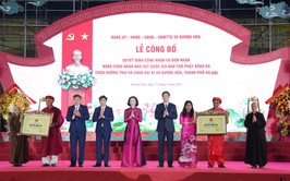 Xã Dương Hoà tổ chức Lễ đón nhận Bằng công nhận Bảo vật Quốc gia Bàn thờ Phật bằng đá tại chùa Hương Trai và chùa Đại Bi 