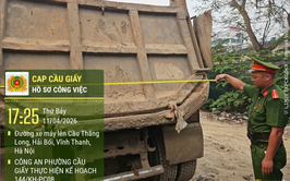 Công an phường Cầu giấy tăng cường rà soát phương tiện ôtô tải tự đổ, xe sơ mi rơ moóc tự đổ