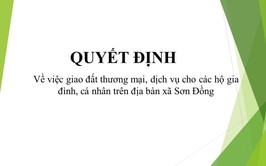 Quyết định về việc giao đất thương mại, dịch vụ cho các hộ gia đình, cá nhân trên địa bàn xã Sơn Đồng
