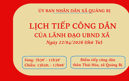 Lịch tiếp công dân của lãnh đạo UBND xã Quảng Bị ngày 22/4/2026 (thứ Tư)