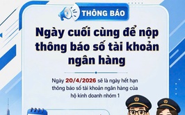 Hạn cuối 20/4/2026: Hộ kinh doanh nhóm 1 phải hoàn thành thông báo tài khoản ngân hàng